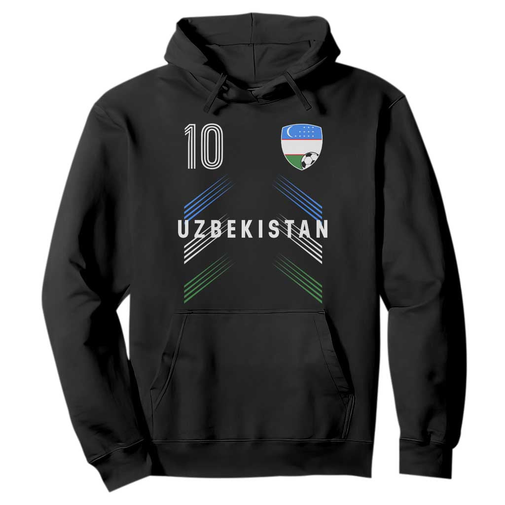 Uzbekistan Soccer Sports Graphic Number 10 Jersey Style Hoodie Proud Uzbek Football Fans Game Day Pride TS02 Black Print Your Wear