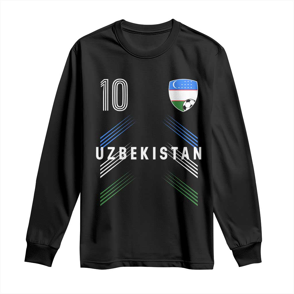 Uzbekistan Soccer Sports Graphic Number 10 Jersey Style Long Sleeve Shirt Proud Uzbek Football Fans Game Day Pride TS02 Black Print Your Wear
