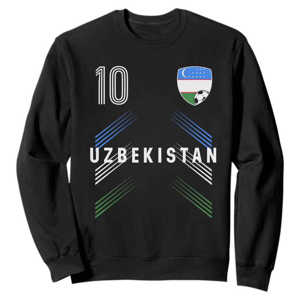 Uzbekistan Soccer Sports Graphic Number 10 Jersey Style Sweatshirt Proud Uzbek Football Fans Game Day Pride TS02 Black Print Your Wear