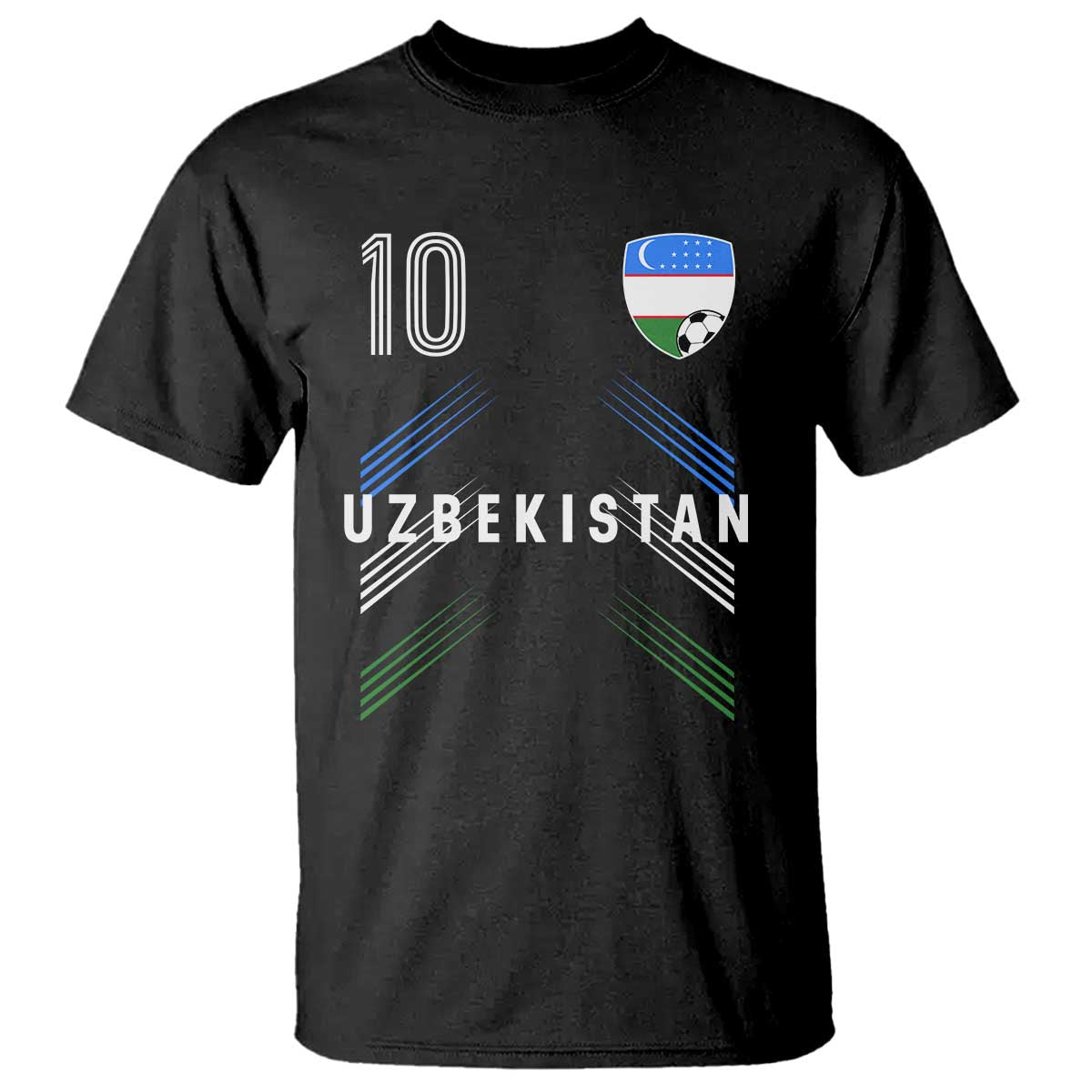 Uzbekistan Soccer Sports Graphic Number 10 Jersey Style T Shirt Proud Uzbek Football Fans Game Day Pride TS02 Black Print Your Wear