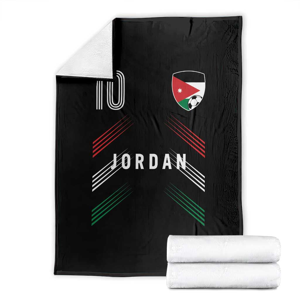 Jordan Soccer Sports Graphic Number 10 Jersey Style Throw Blanket Proud Jordanian Football Fans Game Day Pride TS02 Black Print Your Wear