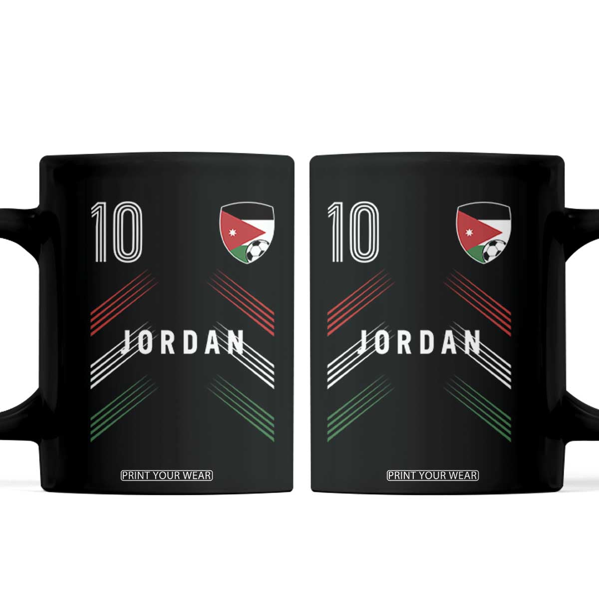 Jordan Soccer Sports Graphic Number 10 Jersey Style Coffee Mug Proud Jordanian Football Fans Game Day Pride TS02 Black Print Your Wear