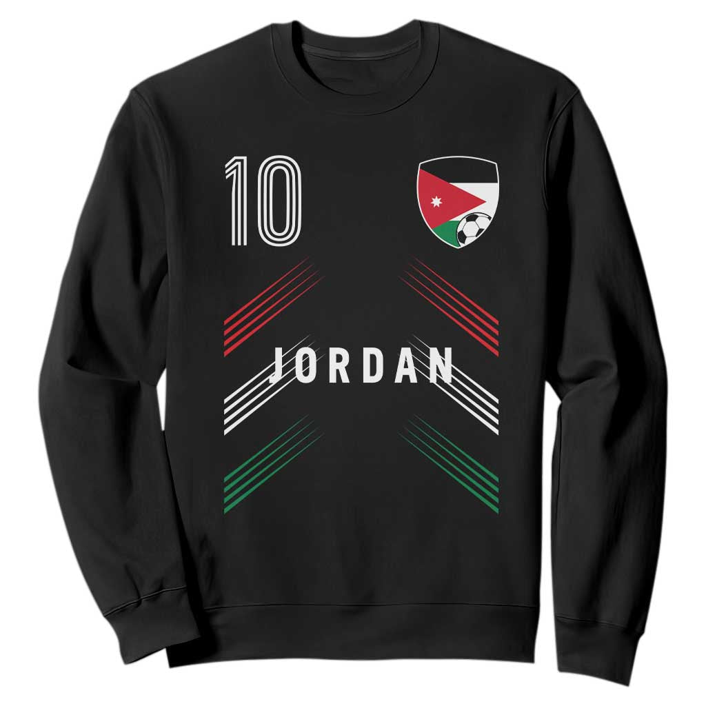 Jordan Soccer Sports Graphic Number 10 Jersey Style Sweatshirt Proud Jordanian Football Fans Game Day Pride TS02 Black Print Your Wear