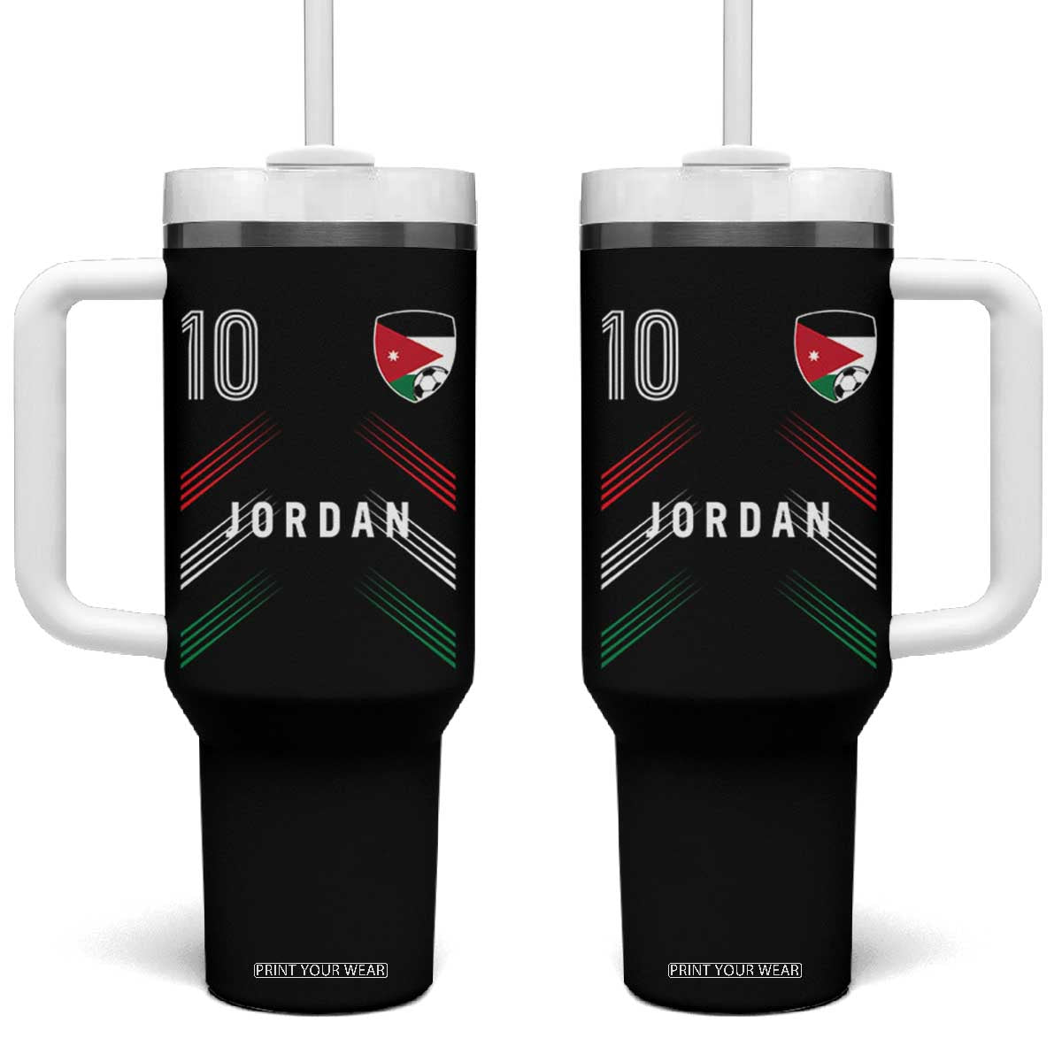 Jordan Soccer Sports Graphic Number 10 Jersey Style Tumbler With Handle Proud Jordanian Football Fans Game Day Pride TS02 One Size: 40 oz Black Print Your Wear
