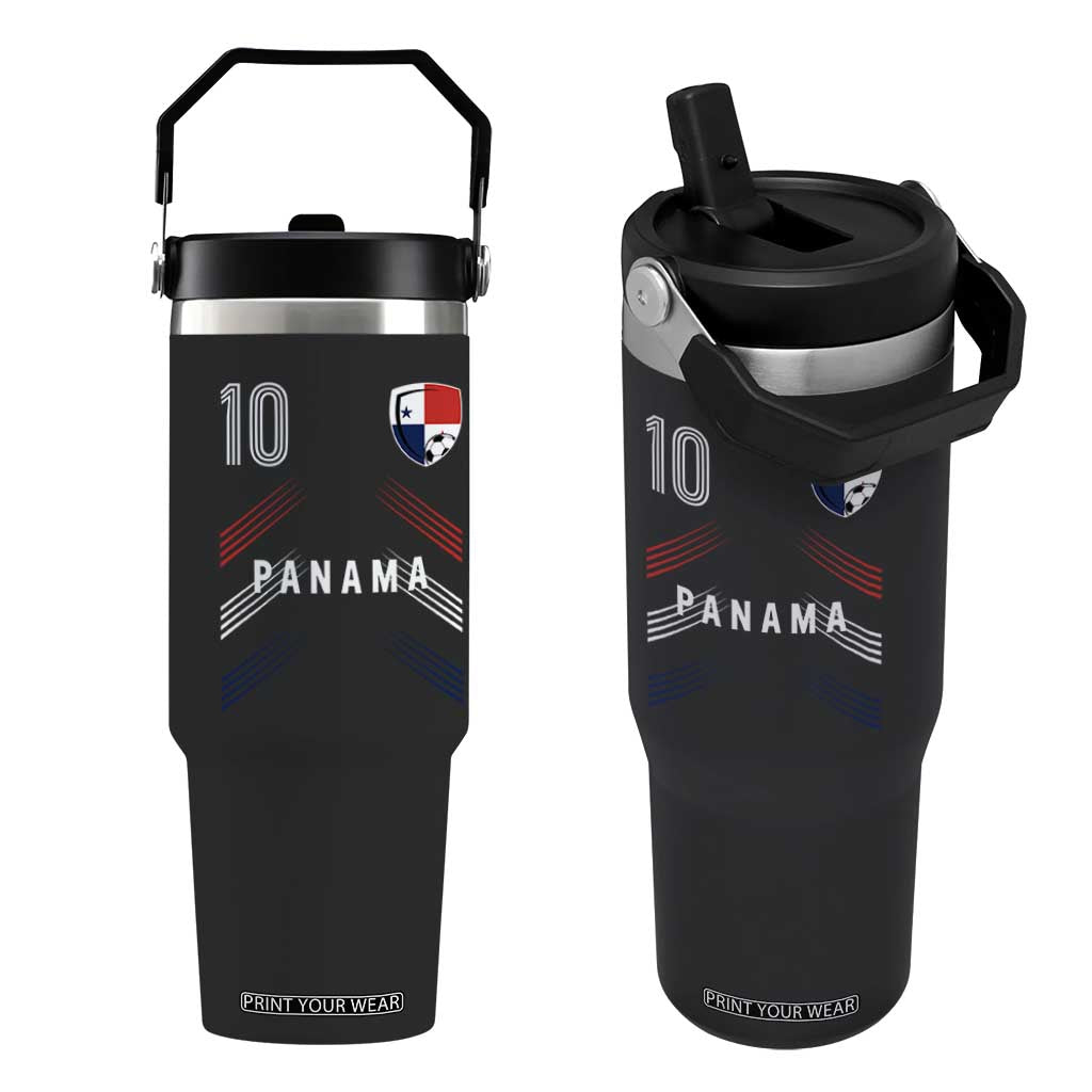 Panama Soccer Sports Graphic Number 10 Jersey Style Flip Straw Tumbler Proud Panamanian Football Fans Game Day Pride TS02 One Size: 30 oz Black Print Your Wear