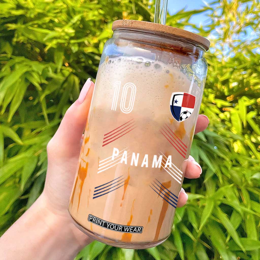 Panama Soccer Sports Graphic Number 10 Jersey Style Glass Can Proud Panamanian Football Fans Game Day Pride TS02 Black Print Your Wear