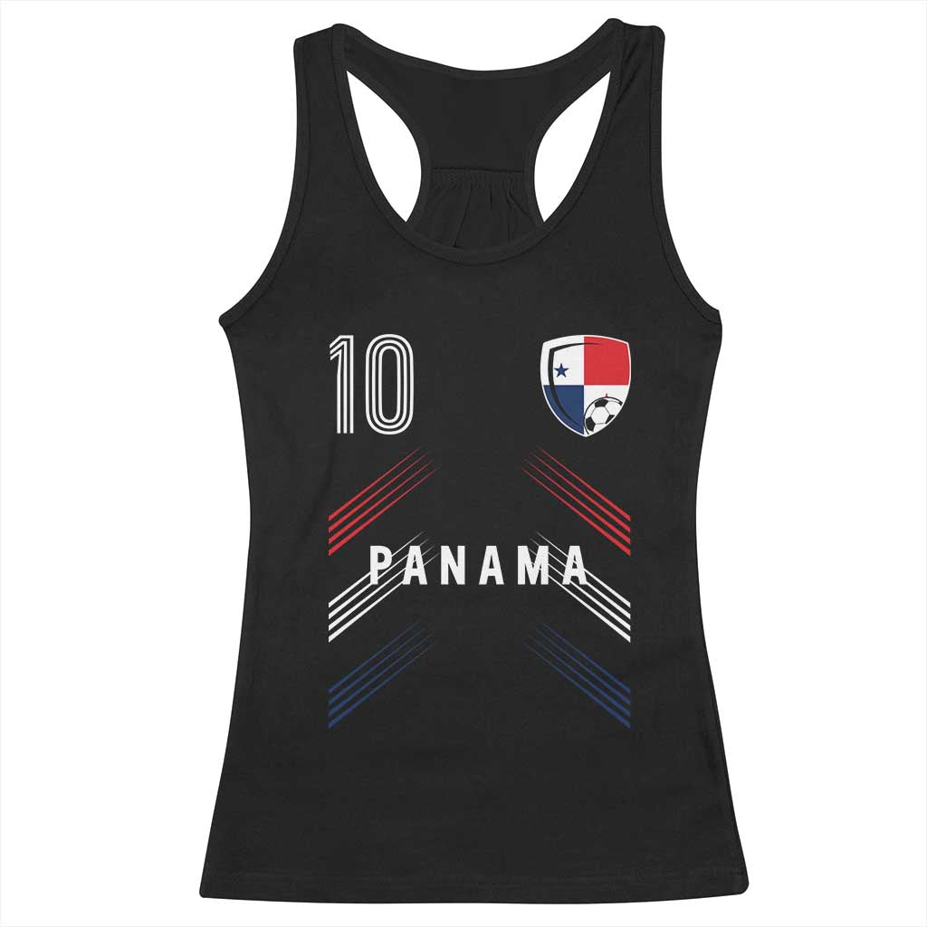 Panama Soccer Sports Graphic Number 10 Jersey Style Racerback Tank Top Proud Panamanian Football Fans Game Day Pride TS02 Black Print Your Wear