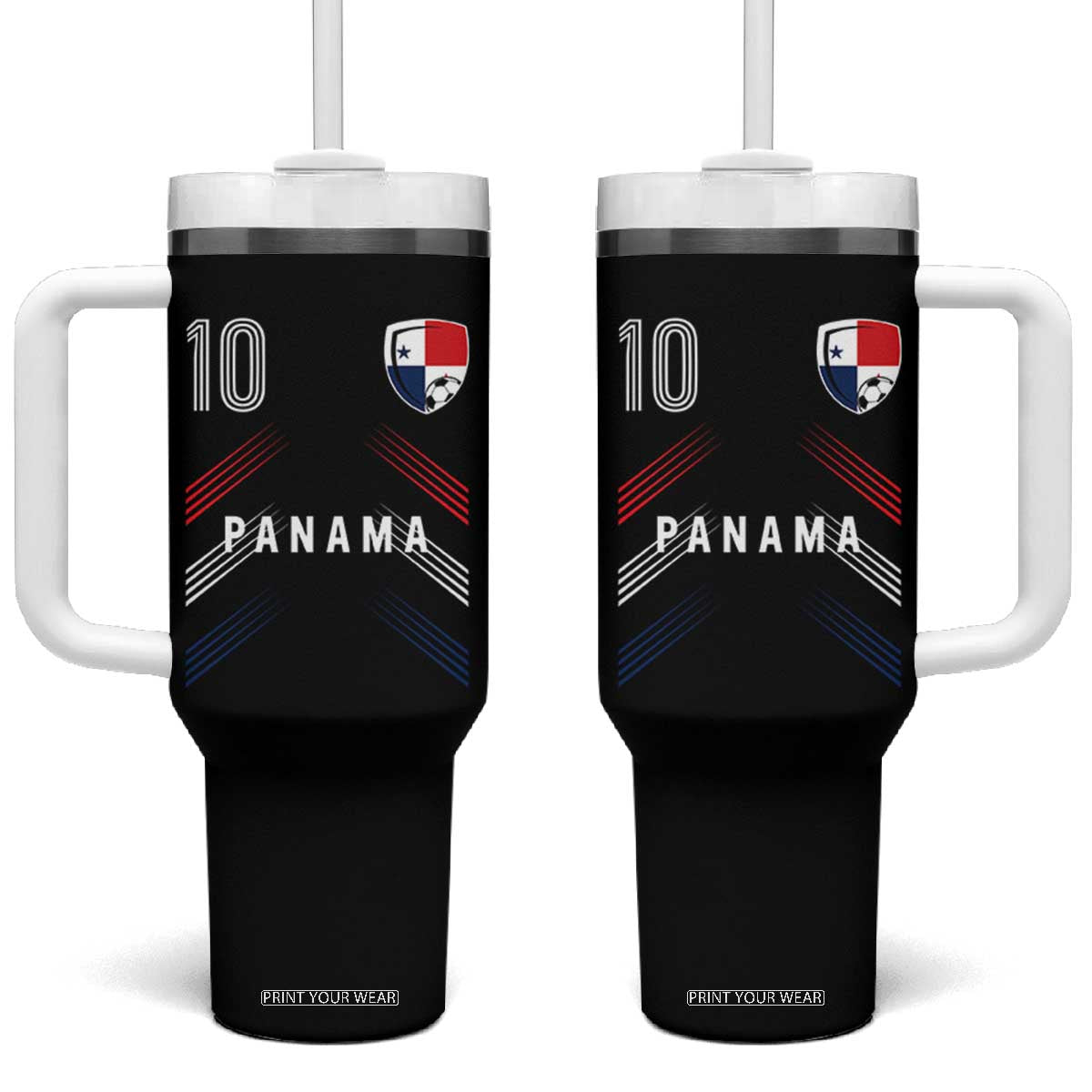 Panama Soccer Sports Graphic Number 10 Jersey Style Tumbler With Handle Proud Panamanian Football Fans Game Day Pride TS02 One Size: 40 oz Black Print Your Wear