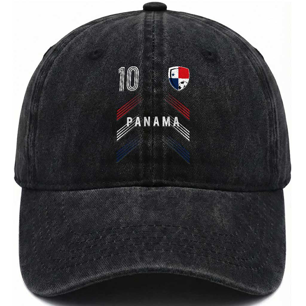 Panama Soccer Sports Graphic Number 10 Jersey Style Washed Cotton Baseball Cap Proud Panamanian Football Fans Game Day Pride TS02 Print Your Wear