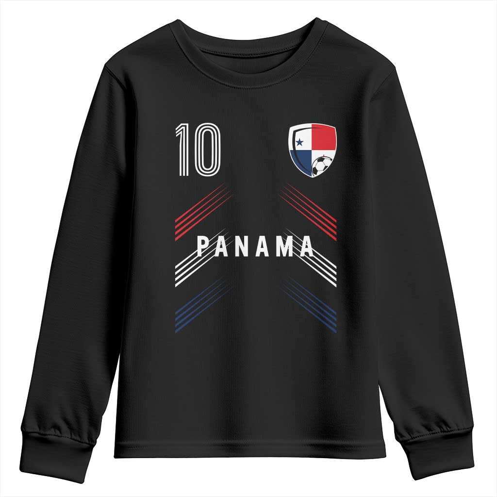 Panama Soccer Sports Graphic Number 10 Jersey Style Youth Sweatshirt Proud Panamanian Football Fans Game Day Pride TS02 Black Print Your Wear