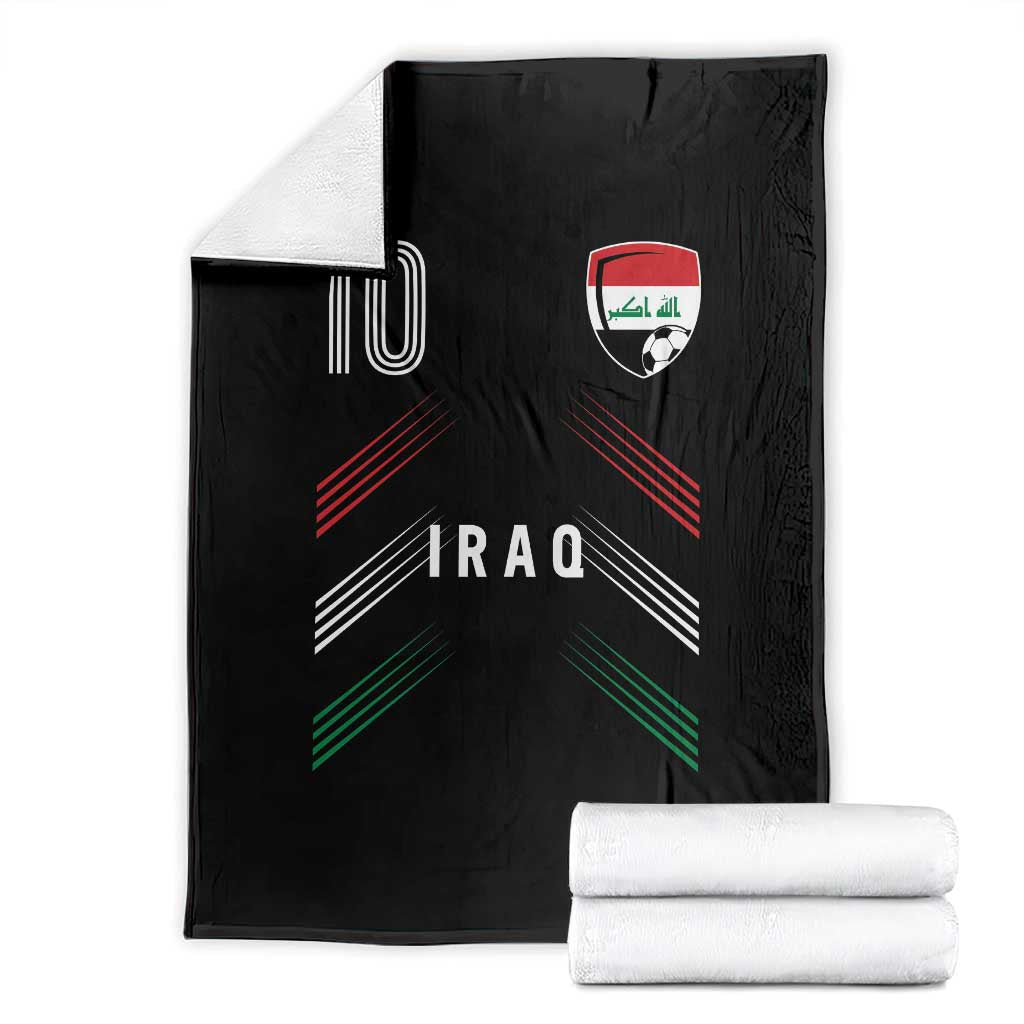 Iraq Soccer Sports Graphic Number 10 Jersey Style Throw Blanket Proud Iraqi Football Fans Game Day Pride TS02 Black Print Your Wear