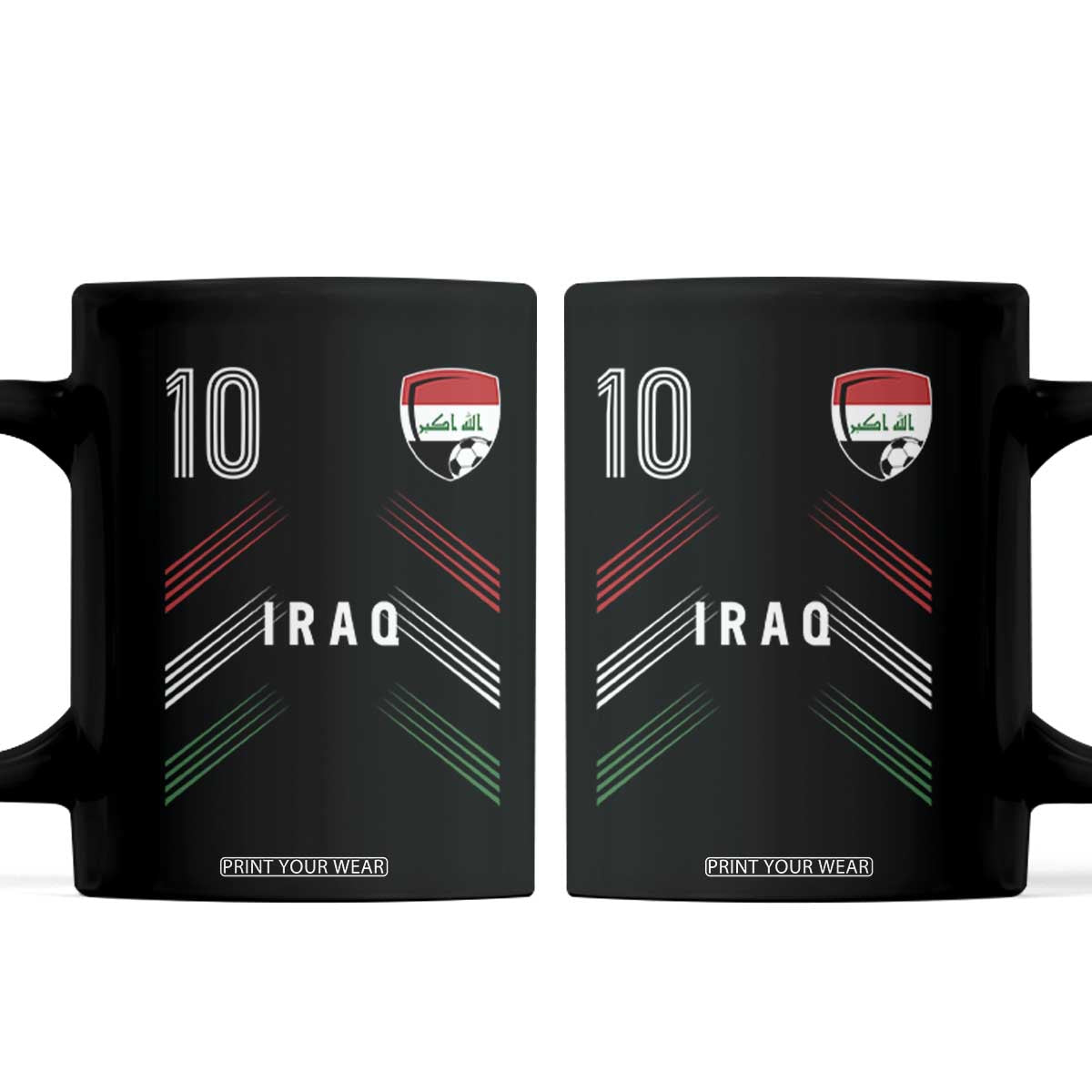 Iraq Soccer Sports Graphic Number 10 Jersey Style Coffee Mug Proud Iraqi Football Fans Game Day Pride TS02 Black Print Your Wear
