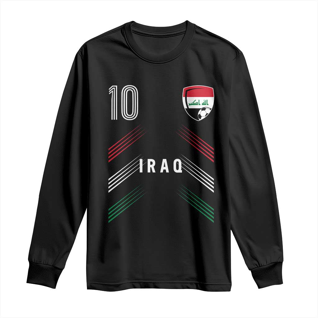 Iraq Soccer Sports Graphic Number 10 Jersey Style Long Sleeve Shirt Proud Iraqi Football Fans Game Day Pride TS02 Black Print Your Wear