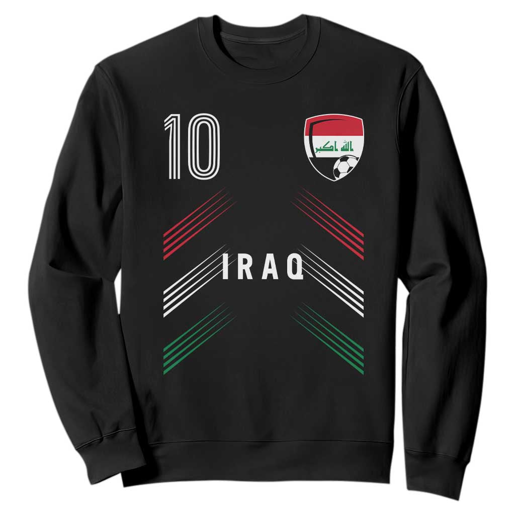 Iraq Soccer Sports Graphic Number 10 Jersey Style Sweatshirt Proud Iraqi Football Fans Game Day Pride TS02 Black Print Your Wear