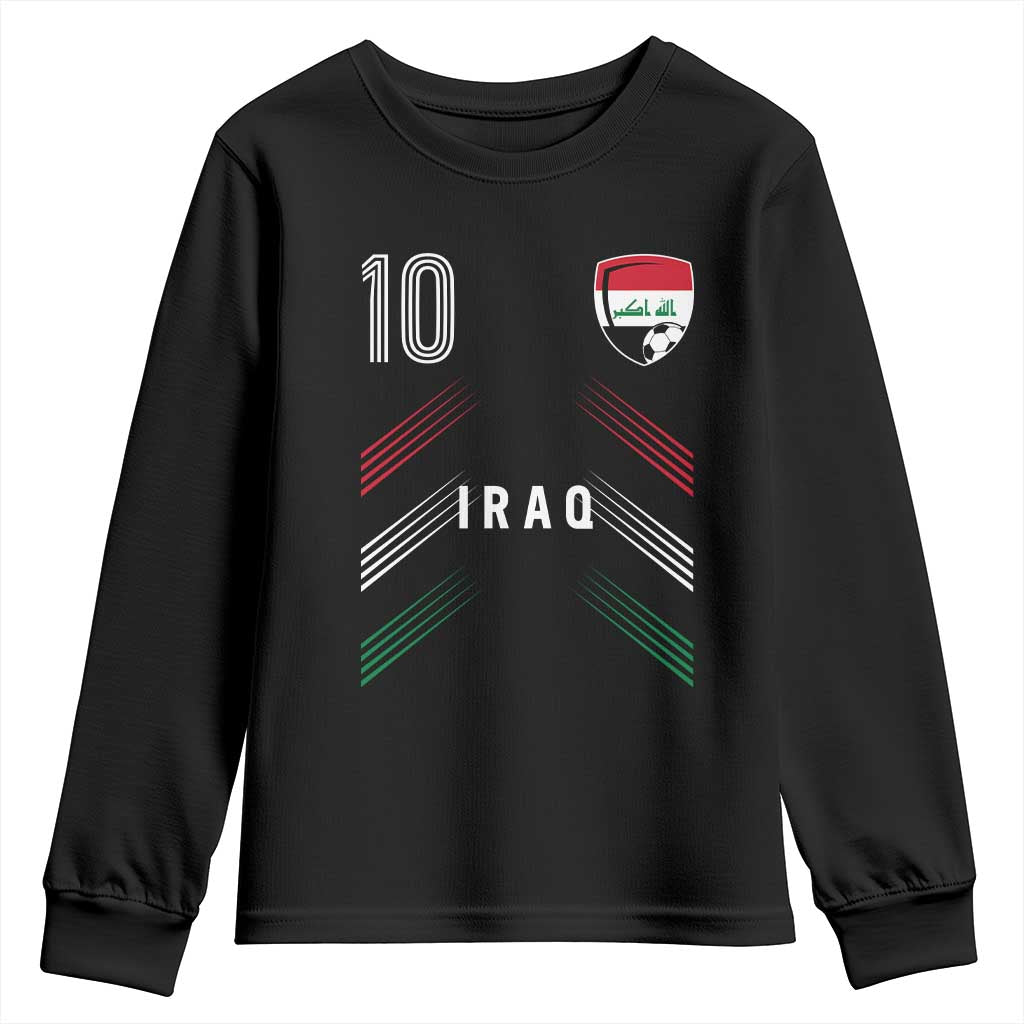 Iraq Soccer Sports Graphic Number 10 Jersey Style Youth Sweatshirt Proud Iraqi Football Fans Game Day Pride TS02 Black Print Your Wear