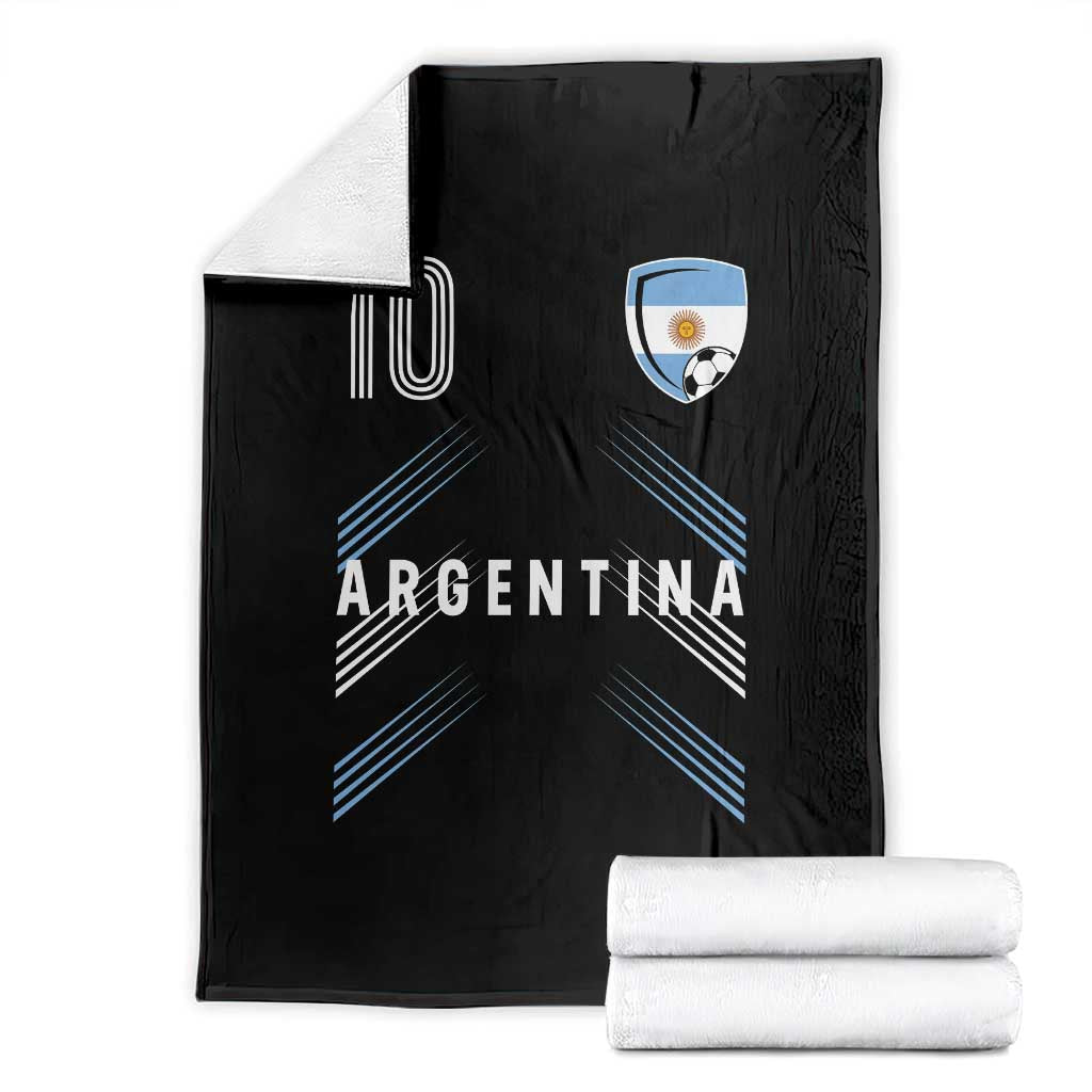 Argentina Soccer Sports Graphic Number 10 Jersey Style Throw Blanket Proud Argentine Football Fans Game Day Pride TS02 Black Print Your Wear