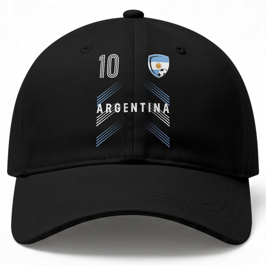 Argentina Soccer Sports Graphic Number 10 Jersey Style Baseball Cap Proud Argentine Football Fans Game Day Pride TS02 Print Your Wear