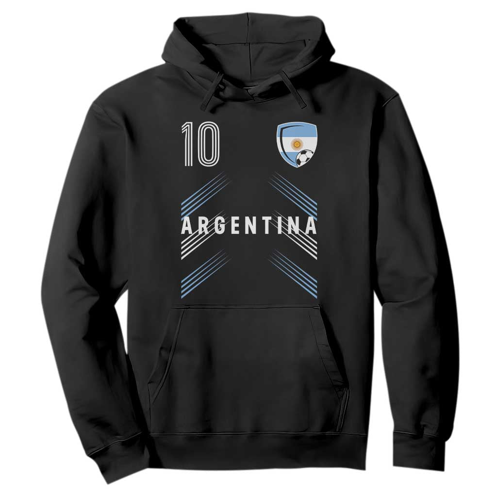 Argentina Soccer Sports Graphic Number 10 Jersey Style Hoodie Proud Argentine Football Fans Game Day Pride TS02 Black Print Your Wear
