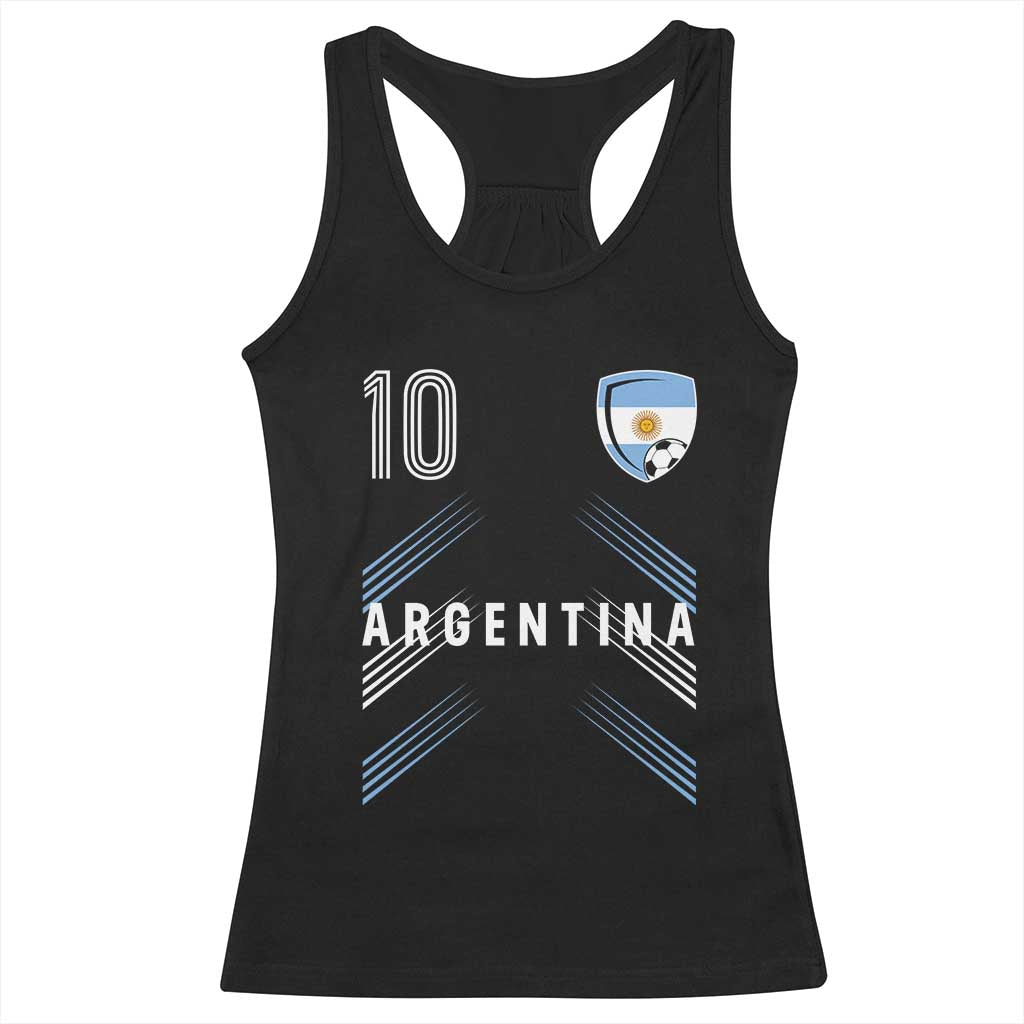 Argentina Soccer Sports Graphic Number 10 Jersey Style Racerback Tank Top Proud Argentine Football Fans Game Day Pride TS02 Black Print Your Wear