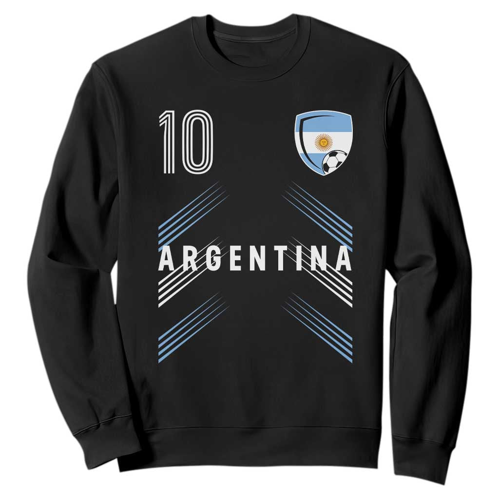 Argentina Soccer Sports Graphic Number 10 Jersey Style Sweatshirt Proud Argentine Football Fans Game Day Pride TS02 Black Print Your Wear