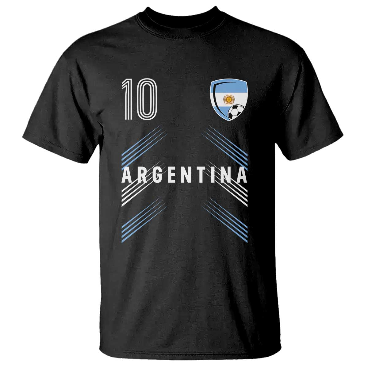 Argentina Soccer Sports Graphic Number 10 Jersey Style T Shirt Proud Argentine Football Fans Game Day Pride TS02 Black Print Your Wear