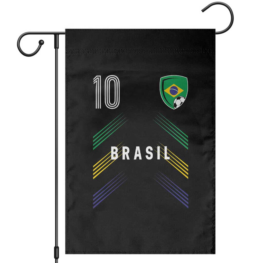 Brasil Number 10 Soccer Shield Graphic Jersey Style Garden Flag Retro Futbol Football Fans Sports Lover TS02 Black Print Your Wear
