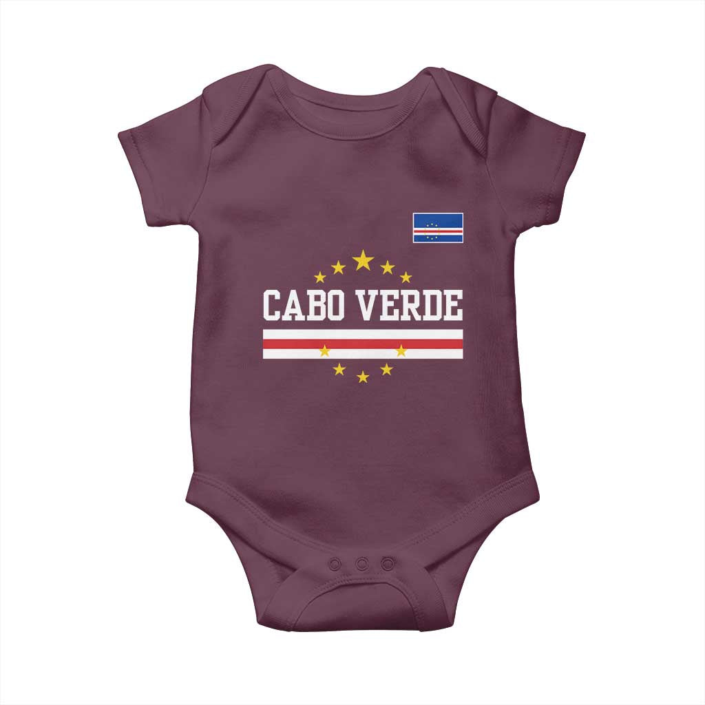 Cabo Verde Athletic Varsity Style Baby Onesie Cape Verde Flag Stars National Pride TS02 Maroon Print Your Wear