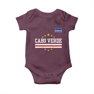Cabo Verde Athletic Varsity Style Baby Onesie Cape Verde Flag Stars National Pride TS02 Maroon Print Your Wear