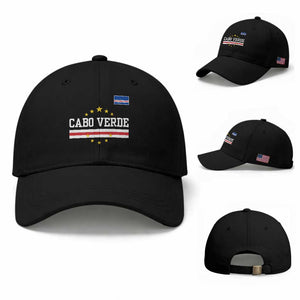 Cabo Verde Athletic Varsity Style Baseball Cap Cape Verde Flag Stars National Pride TS02 Baseball Cap Universal Fit Black Print Your Wear