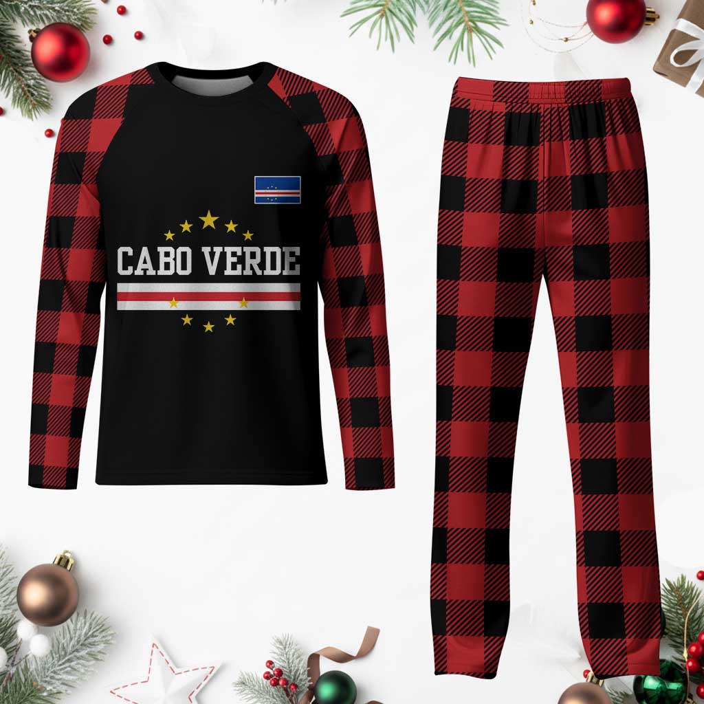 Cabo Verde Athletic Varsity Style Plaid Pajama Set Cape Verde Flag Stars National Pride TS02 Buffalo Plaid Print Your Wear