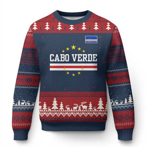 Cabo Verde Athletic Varsity Style Ugly Christmas Sweater Cape Verde Flag Stars National Pride TS02 Navy Red Print Your Wear