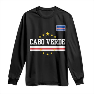 Cabo Verde Athletic Varsity Style Long Sleeve Shirt Cape Verde Flag Stars National Pride TS02 Black Print Your Wear