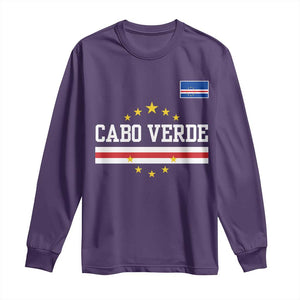 Cabo Verde Athletic Varsity Style Long Sleeve Shirt Cape Verde Flag Stars National Pride TS02 Purple Print Your Wear