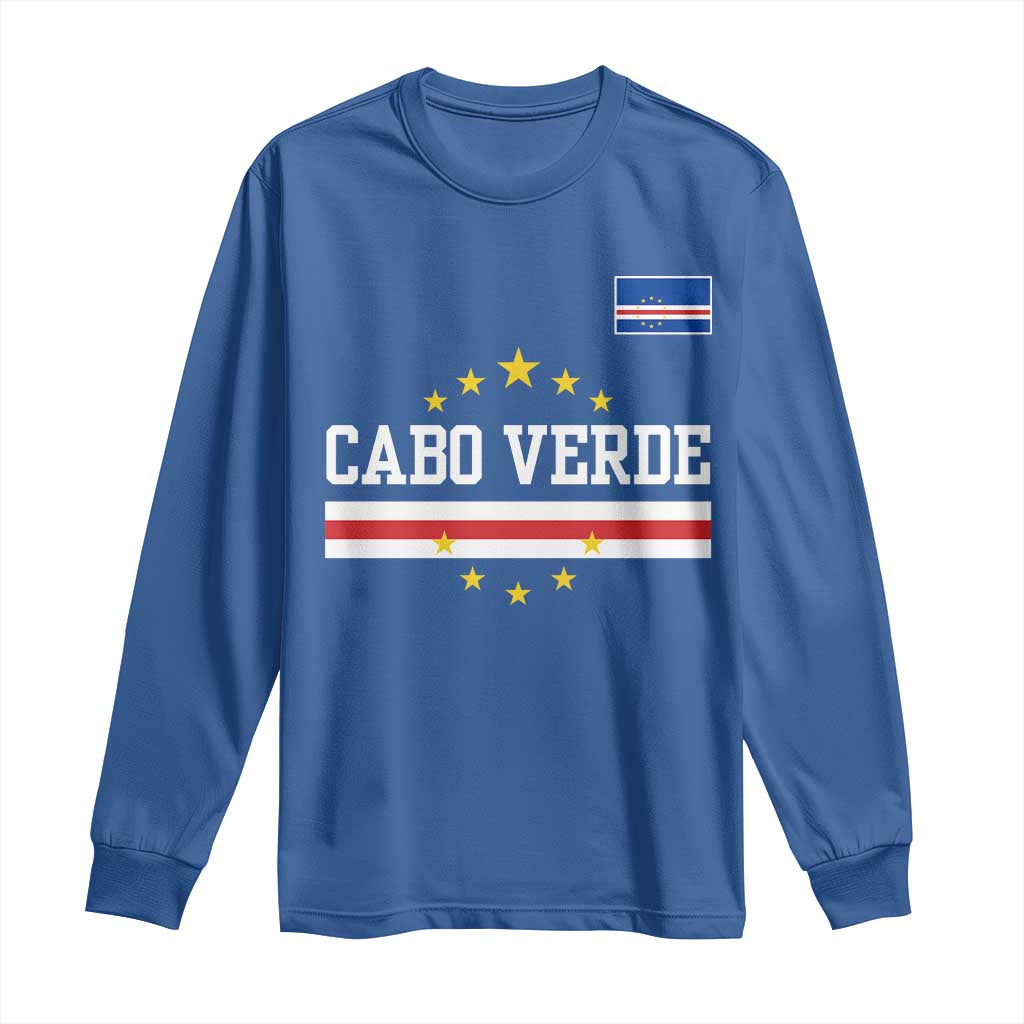 Cabo Verde Athletic Varsity Style Long Sleeve Shirt Cape Verde Flag Stars National Pride TS02 Royal Blue Print Your Wear
