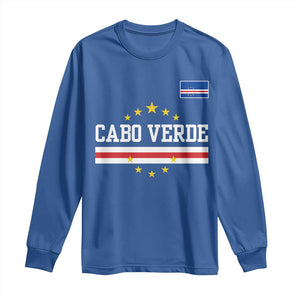 Cabo Verde Athletic Varsity Style Long Sleeve Shirt Cape Verde Flag Stars National Pride TS02 Royal Blue Print Your Wear