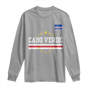 Cabo Verde Athletic Varsity Style Long Sleeve Shirt Cape Verde Flag Stars National Pride TS02 Sport Gray Print Your Wear