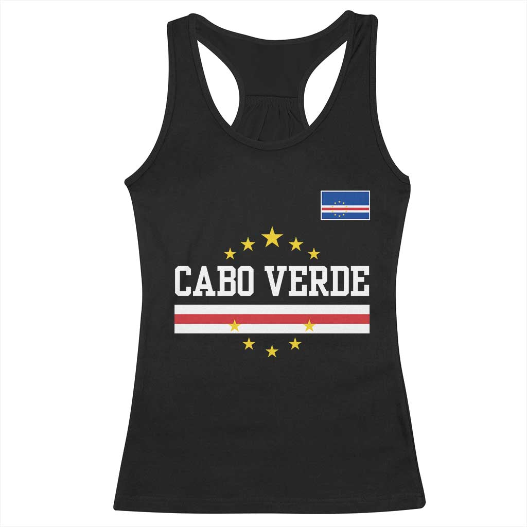 Cabo Verde Athletic Varsity Style Racerback Tank Top Cape Verde Flag Stars National Pride TS02 Black Print Your Wear