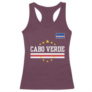 Cabo Verde Athletic Varsity Style Racerback Tank Top Cape Verde Flag Stars National Pride TS02 Maroon Print Your Wear