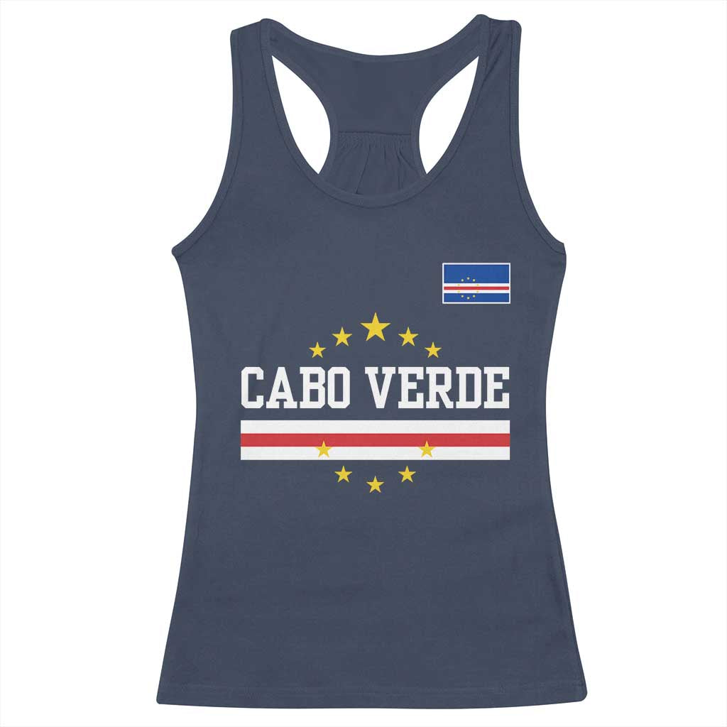 Cabo Verde Athletic Varsity Style Racerback Tank Top Cape Verde Flag Stars National Pride TS02 Navy Print Your Wear