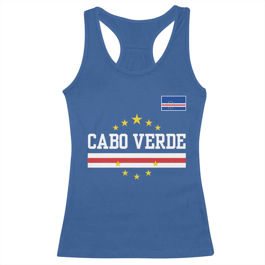 Cabo Verde Athletic Varsity Style Racerback Tank Top Cape Verde Flag Stars National Pride TS02 Royal Blue Print Your Wear