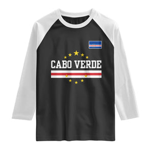 Cabo Verde Athletic Varsity Style Raglan Shirt Cape Verde Flag Stars National Pride TS02 Black White Print Your Wear