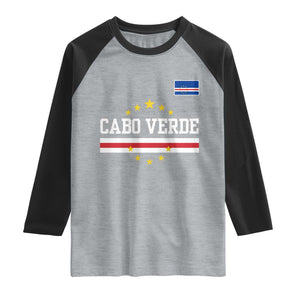Cabo Verde Athletic Varsity Style Raglan Shirt Cape Verde Flag Stars National Pride TS02 Heather Gray Black Print Your Wear