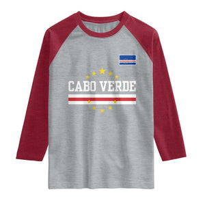 Cabo Verde Athletic Varsity Style Raglan Shirt Cape Verde Flag Stars National Pride TS02 Heather Gray Heather Red Print Your Wear