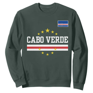 Cabo Verde Athletic Varsity Style Sweatshirt Cape Verde Flag Stars National Pride TS02 Dark Forest Green Print Your Wear