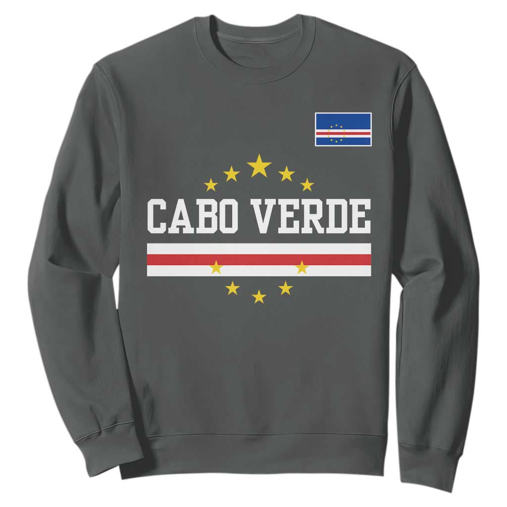 Cabo Verde Athletic Varsity Style Sweatshirt Cape Verde Flag Stars National Pride TS02 Dark Heather Print Your Wear