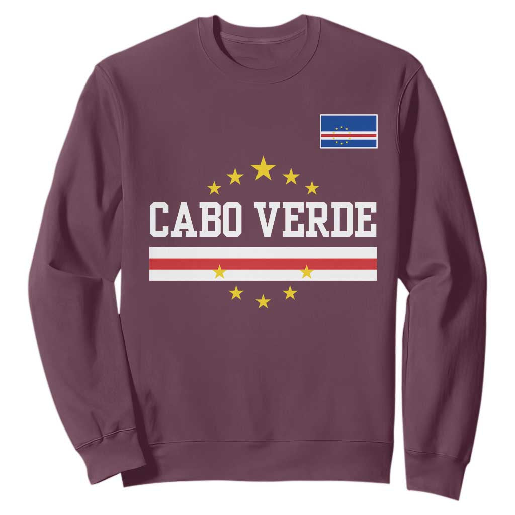 Cabo Verde Athletic Varsity Style Sweatshirt Cape Verde Flag Stars National Pride TS02 Maroon Print Your Wear