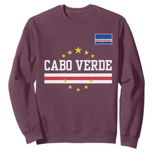 Cabo Verde Athletic Varsity Style Sweatshirt Cape Verde Flag Stars National Pride TS02 Maroon Print Your Wear