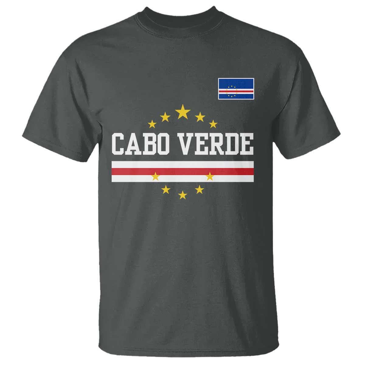 Cabo Verde Athletic Varsity Style T Shirt Cape Verde Flag Stars National Pride TS02 Dark Heather Print Your Wear