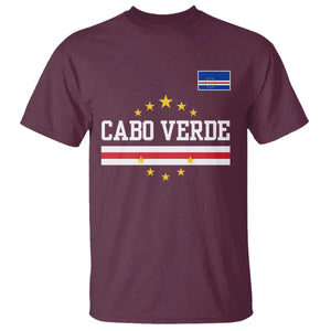 Cabo Verde Athletic Varsity Style T Shirt Cape Verde Flag Stars National Pride TS02 Maroon Print Your Wear