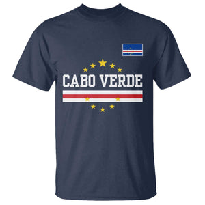 Cabo Verde Athletic Varsity Style T Shirt Cape Verde Flag Stars National Pride TS02 Navy Print Your Wear